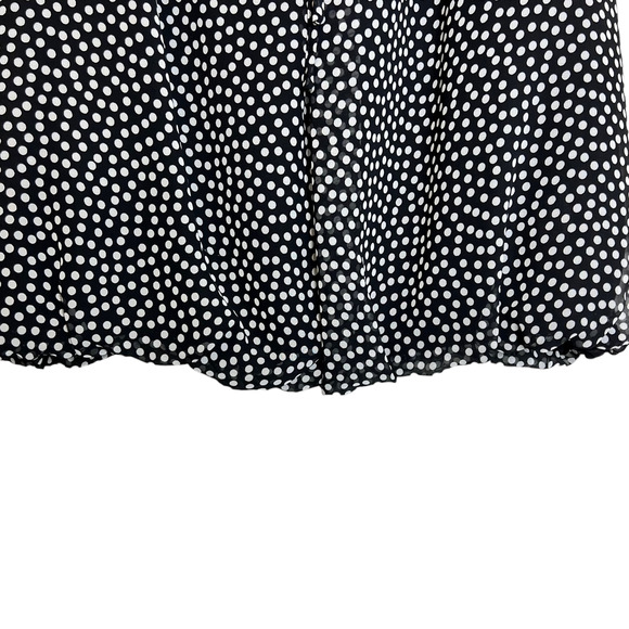 Max Studio Womens Sleeveless Blouse Medium Black Polka Dot Chiffon Ties at Neck - Picture 4 of 7